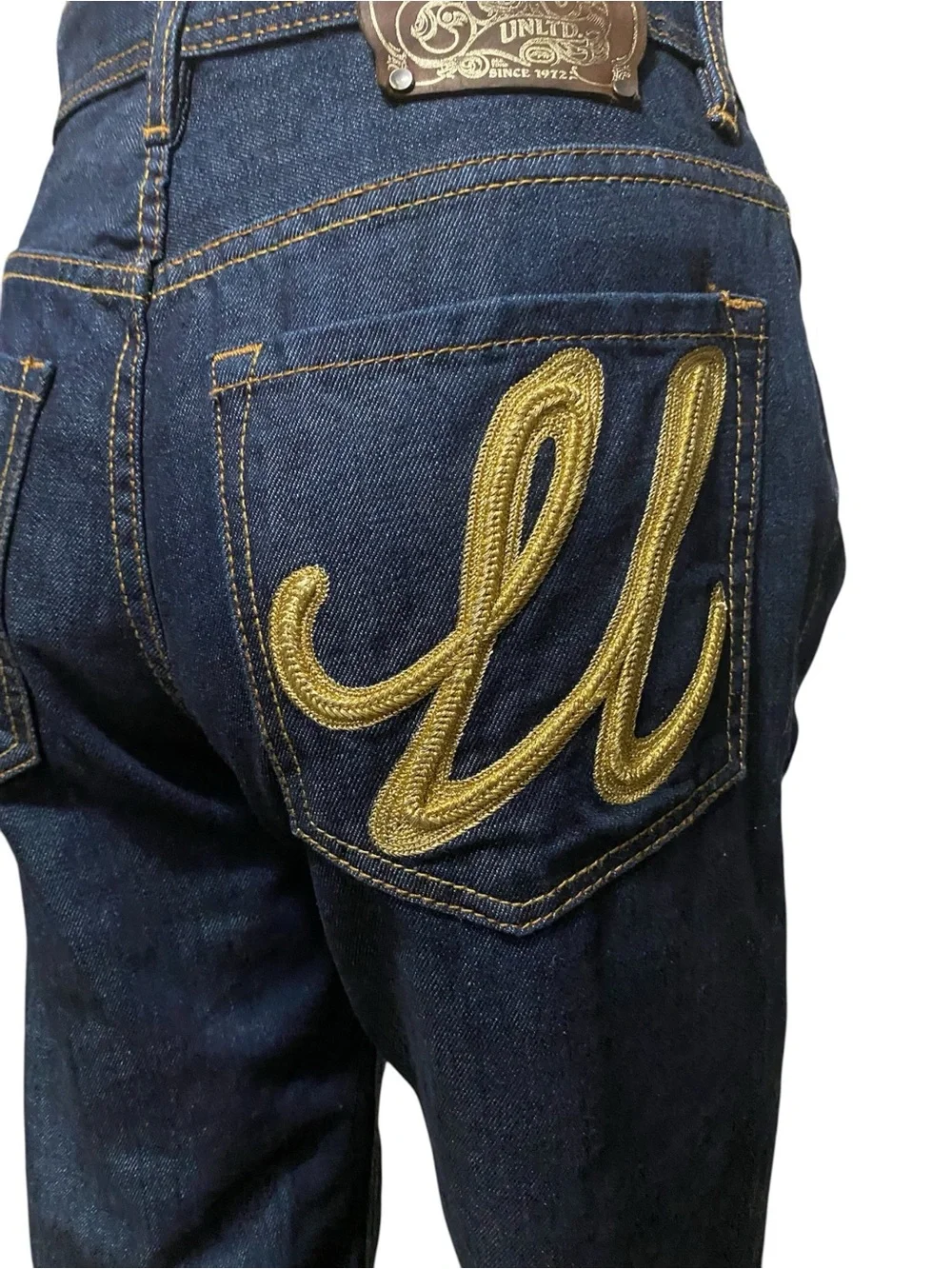 Vintage Ecko Unlimited Gold Script Embroidery Relaxed Fit Jeans Y2K Streetwear